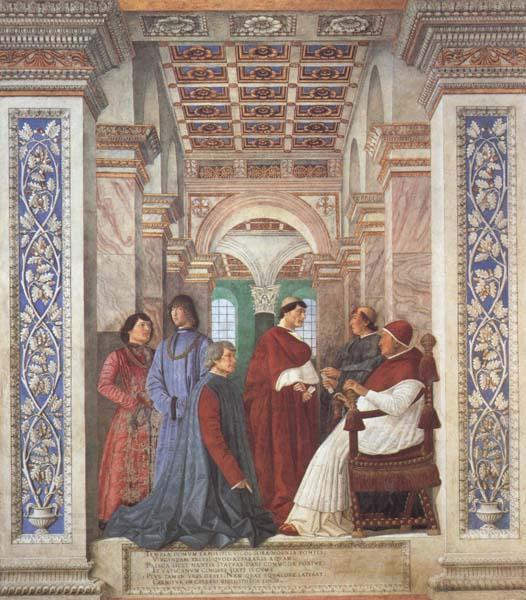 Melozzo da Forli Pope Sixtus IV appoints Platina as Prefect of the Vatican Library (mk45) oil painting picture